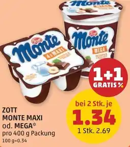 PENNY Zott monte maxi od. mega Angebot