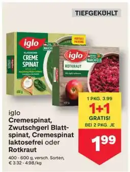 MPreis iglo Cremespinat, Zwutschgerl Blattspinat, Cremespinat laktosefrei oder Rotkraut Angebot