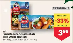 MPreis Iglo fischstäbchen, goldschatz oder ofenbackfisch Angebot