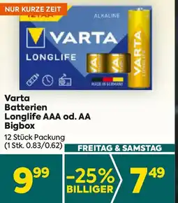 Billa Varta batterien longlife aaa od. aa bigbox Angebot