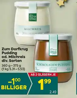 Billa Zum Dorfkrug Pudding od. Milchreis Angebot