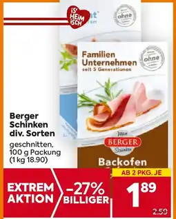 Billa Berger Schinken Angebot