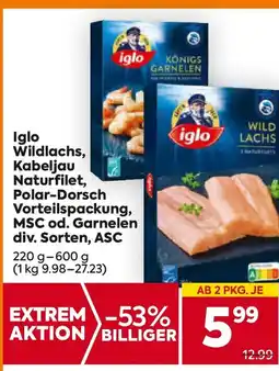 Billa Iglo wildlachs, kabeljau naturfilet, polar-dorsch Angebot
