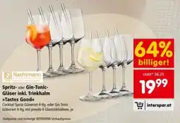 Interspar Spritz- oder Gin-Tonic- Gläser inkl. Trinkhalm Tastes Good Angebot
