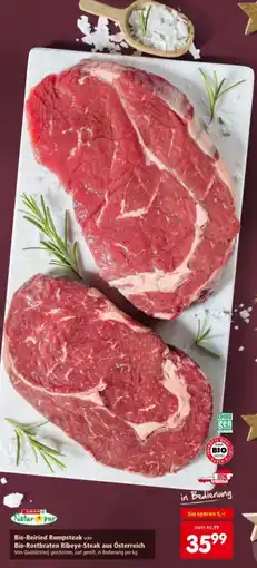 Interspar Bio-Beiried Rumpsteak oder Bio-Rostbraten Ribeye-Steak aus Österreich Angebot