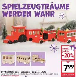Maximarkt Diy set holzbus, waggon, zug oder auto Angebot