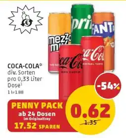 PENNY COCA-COLA* div. Sorten pro 0,33 Liter Dose Angebot