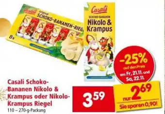 Casali Schoko- Bananen Nikolo & Krampus oder Nikolo- Krampus Riegel