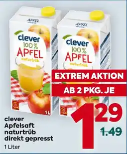 Billa clever Apfelsaft naturtrüb direkt gepresst Angebot