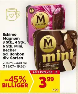 Billa Eskimo Magnum 3 Stk., 4 stk., 6 Stk. Mini, Becher od. Bonbon Angebot