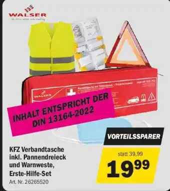 KFZ Verbandtasche inkl. Pannendreieck und Warnweste, Erste Hilfe Set
