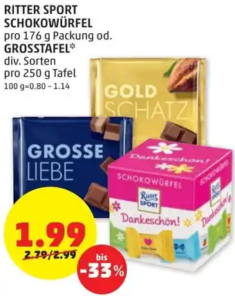 PENNY Ritter Sport Schokowürfel Grosstafel 250 g Angebot