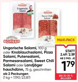 Maximarkt Ungarische Salami oder Knoblauchsalami Pizza Salami Putensalami Sweet Chili Salami Angebot