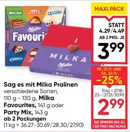 Maximarkt Sag es mit milka pralinen Angebot