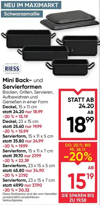 Maximarkt Mini back und servierformen Angebot