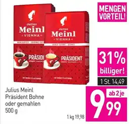 Sutterlüty Julius Meinl Präsident Bohne oder gemahlen Angebot