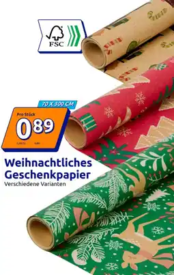Action Weihnachtliches Geschenkpapier Angebot
