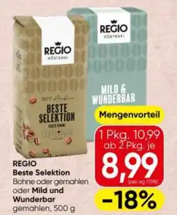 Interspar Regio Beste Selektion Bohne oder gemahlen oder Mild und Wunderbar gemahlen Angebot