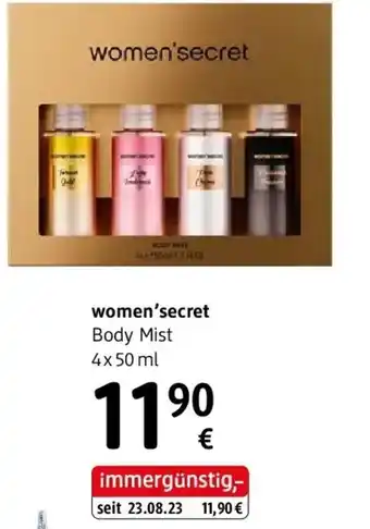 dm women'secret Body women'secret Body Mist 4x50 ml Angebot