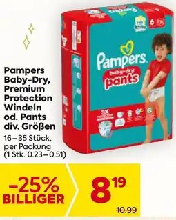 Billa Pampers Baby-Dry, Premium Protection Windeln od. Pants Angebot