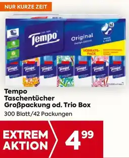 Billa Tempo Taschentücher Großpackung od. Trio Box Angebot