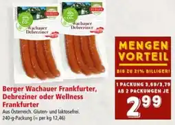 Interspar Berger Wachauer Frankfurter, Debreziner oder Wellness Frankfurter Angebot