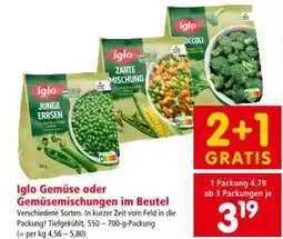Interspar Iglo Gemüse oder Gemüsemischungen im Beutel Angebot