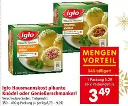 Interspar Iglo Hausmannskost pikante Knödel oder Genießerschmankerl Angebot