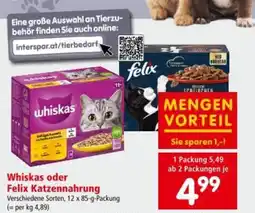 Interspar Whiskas oder Felix Katzennahrung Angebot