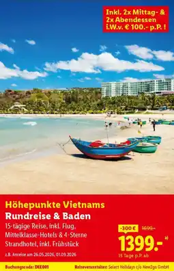 Lidl Reisen Höhepunkte Vietnams Rundreise & Baden Angebot