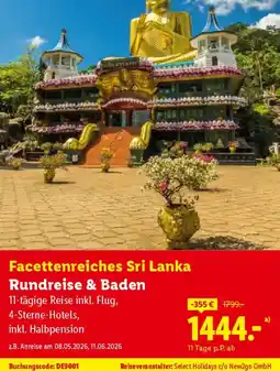 Lidl Reisen Facettenreiches Sri Lanka Rundreise & Baden Angebot