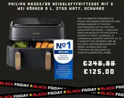 Media Markt PHILIPS NA352/00 HEISSLUFTFRITTEUSE MIT Z WEI KÖRBEN 9 L, 2750 WATT, SCHWARZ Angebot