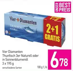 Sutterlüty Vier Diamanten Thunfisch 3er Naturell oder in Sonnenblumenöl Angebot