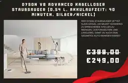 Media Markt Dyson v8 advanced kabelloser staubsauger (0,54 l, akkulaufzeit: 40 minuten, silber/nickel] Angebot
