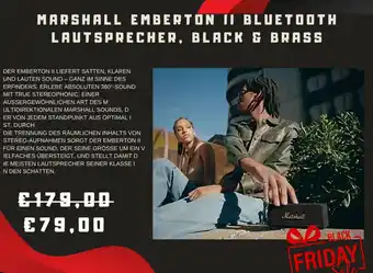 Marshall emberton ii bluetooth lautsprecher, black & brass