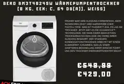 Media Markt Beko bm3t48249w wärmepumpentrockner [8 kg, eek: c, 64 db(a)), weiss) Angebot