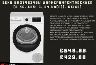 Media Markt Beko bm3t48249w wärmepumpentrockner [8 kg, eek: c, 64 db(a)), weiss) Angebot
