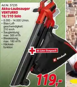 Zgonc Art.Nr. 57235 Akku-Laubsauger VENTURRO 18/210 Solo Angebot