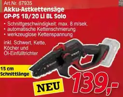 Zgonc Akku-Astkettensäge GP-PS 18/20 Li BL Solo Angebot