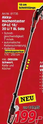 Zgonc Akku- Hochentaster GP-LC 18/ 20 Li T BL Solo Angebot