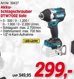Zgonc Art.Nr. 30437 Akku- Schlagschrauber DTW700Z Solo Angebot