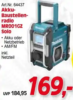 Zgonc Art.Nr. 64437 Akku- Baustellen- radio MR001GZ Solo Angebot