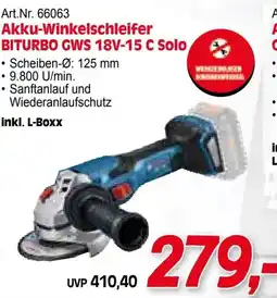 Zgonc Art.Nr. 66063 Akku-Winkelschleifer BITURBO GWS 18V-15 C Solo Angebot