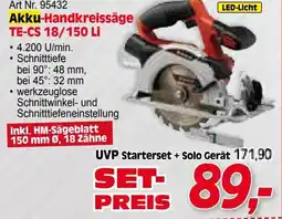 Zgonc Art Nr. 95432 Akku-Handkreissäge TE-CS 18/150 Li Angebot