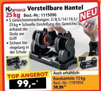 Verstellbare Hantel 25 kg