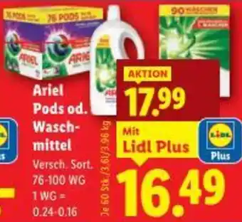Ariel Pods od. Wasch- mittel