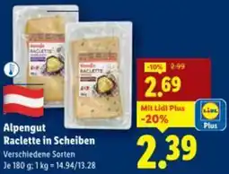 Lidl Alpengut Raclette in Scheiben Angebot