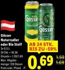 Lidl Gösser Naturradler oder Bio Stoff Angebot