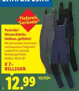 Lidl Parkside Herren Arbeits- latzhose, gefüttert Angebot