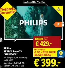 Lidl Philips 55" UHD Smart TV 55PUS7409 Angebot